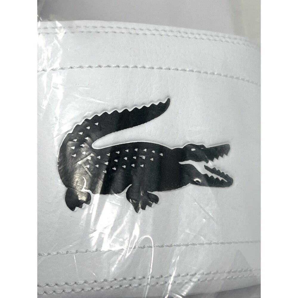 Lacoste Fraisier BIG CROC Slides WHITE BLACK Sandals Mens Size 13 NWT In Bag - Picture 6 of 7